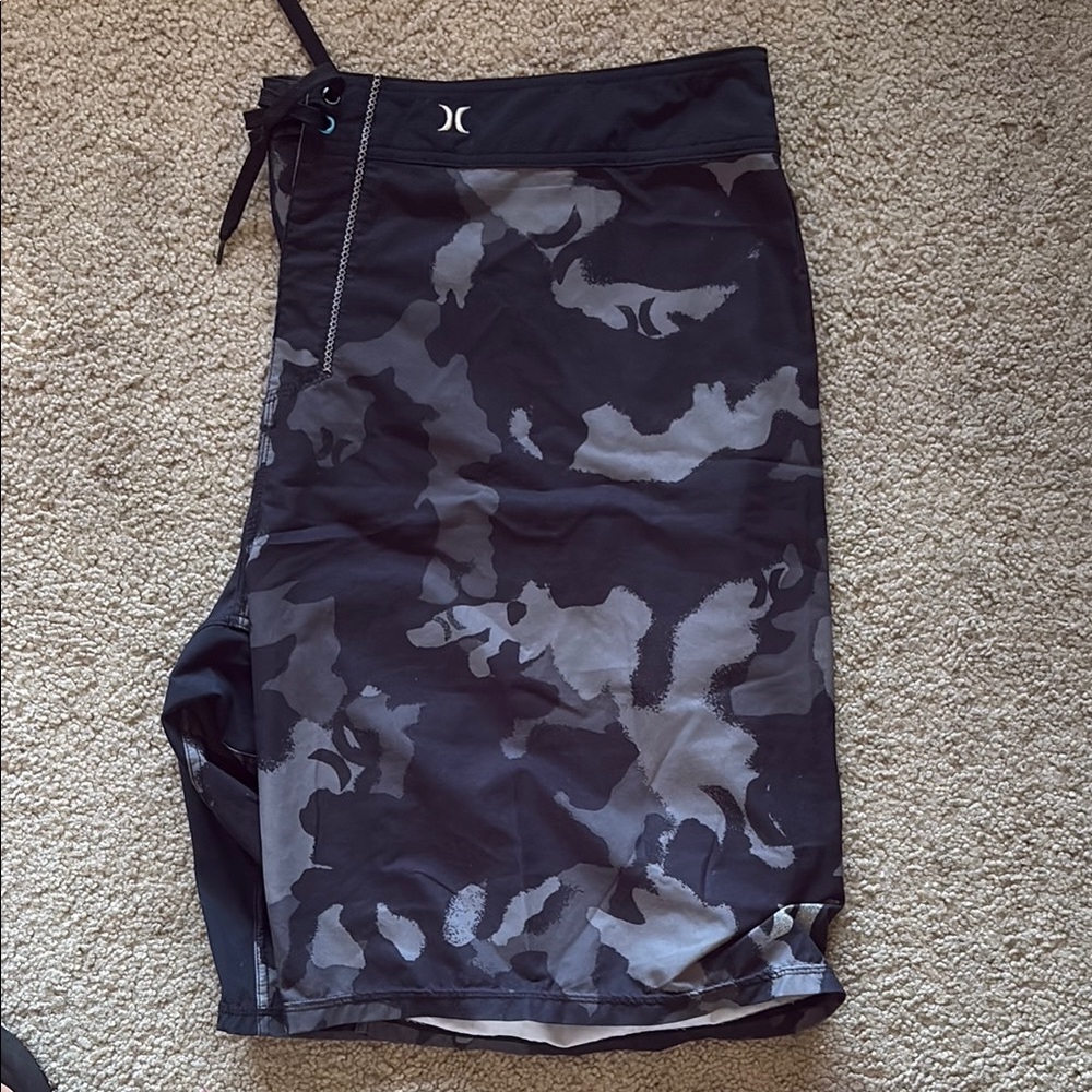 Men’s Hurley Black and Gray Camouflage Swim Shorts